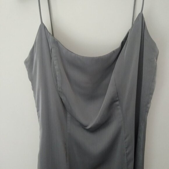 Pearl Grey Chiffon Slip Gown with Flowy Chiffon Floor Length Bolero Shawl  Sz8 - Picture 10 of 13